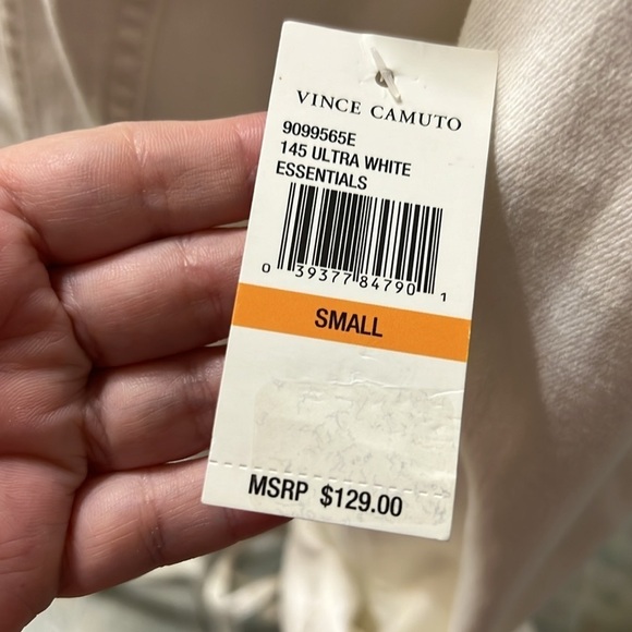 Vince Camuto White Jean Jacket side Lace up Button Front Denim Jacket Small nwt - Picture 5 of 14